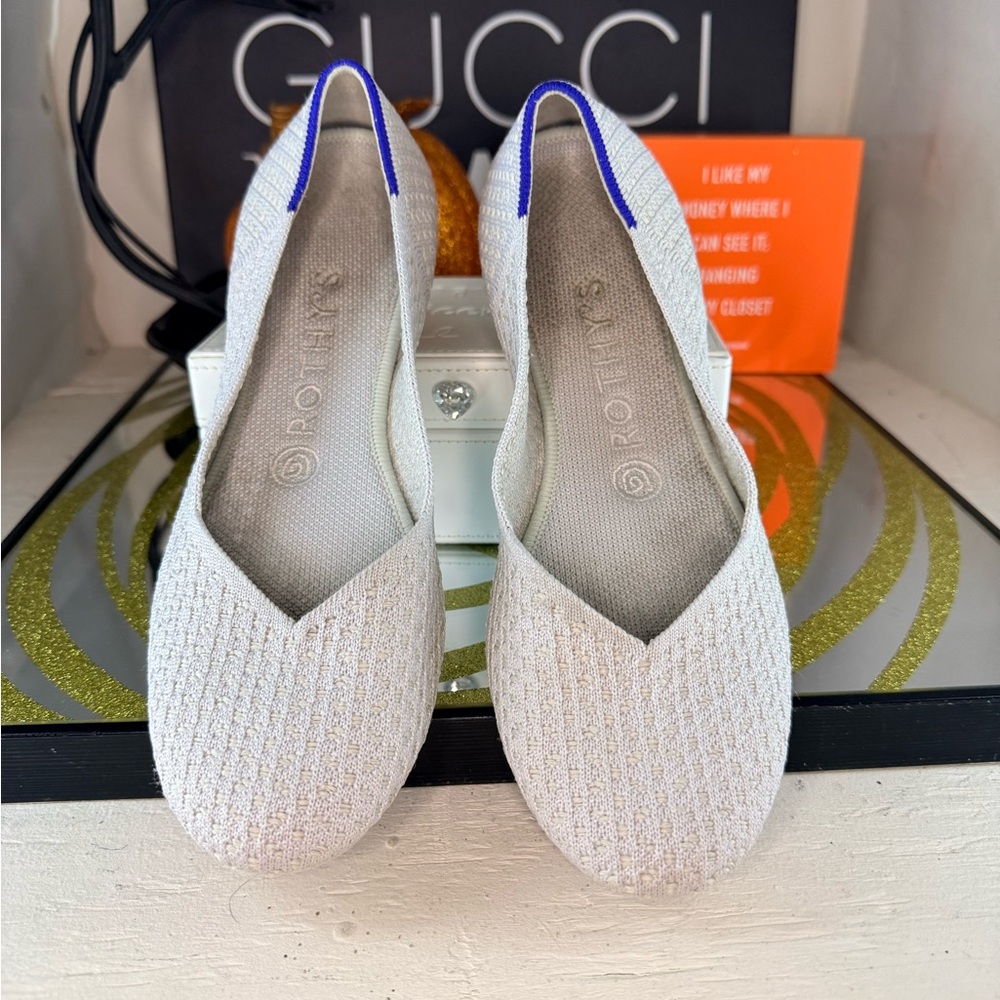 Rothy's Cream and Blue Women's Flats